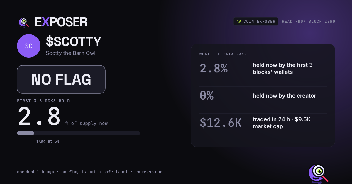 Coin Exposer card for $SCOTTY: NO FLAG
