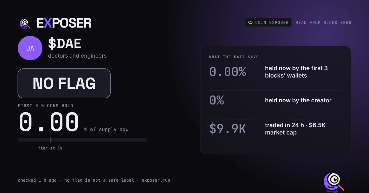 Coin Exposer card for $DAE: NO FLAG