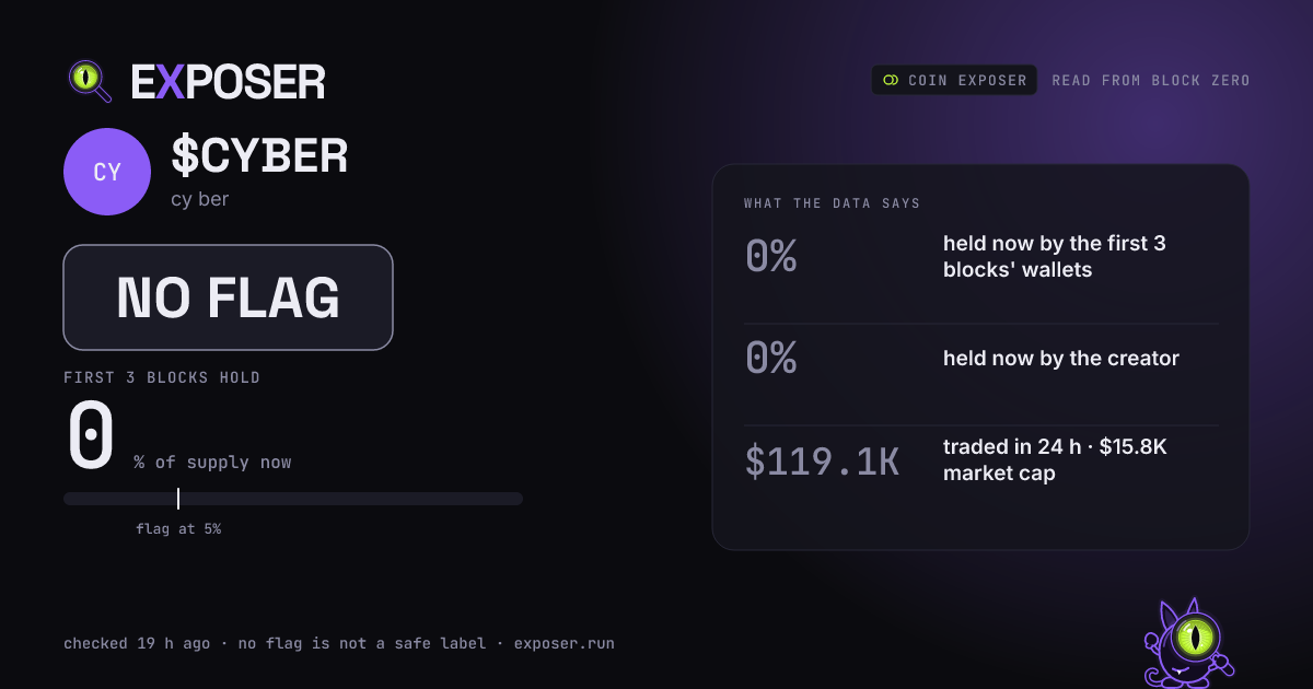 Coin Exposer card for $CYBER: NO FLAG