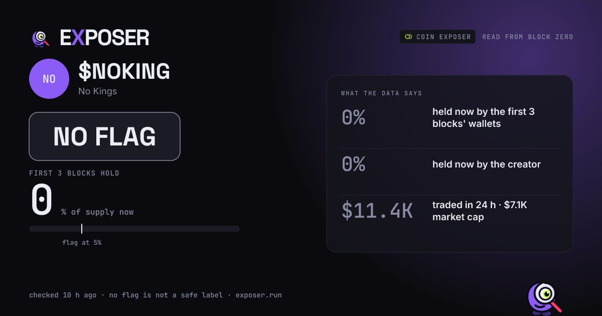 Coin Exposer card for $NOKING : NO FLAG