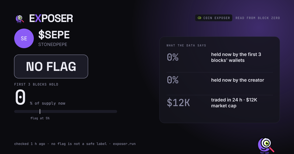 Coin Exposer card for $SEPE: NO FLAG