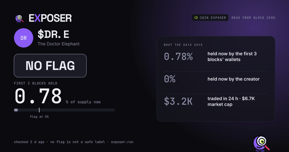 Coin Exposer card for $DR. E: NO FLAG